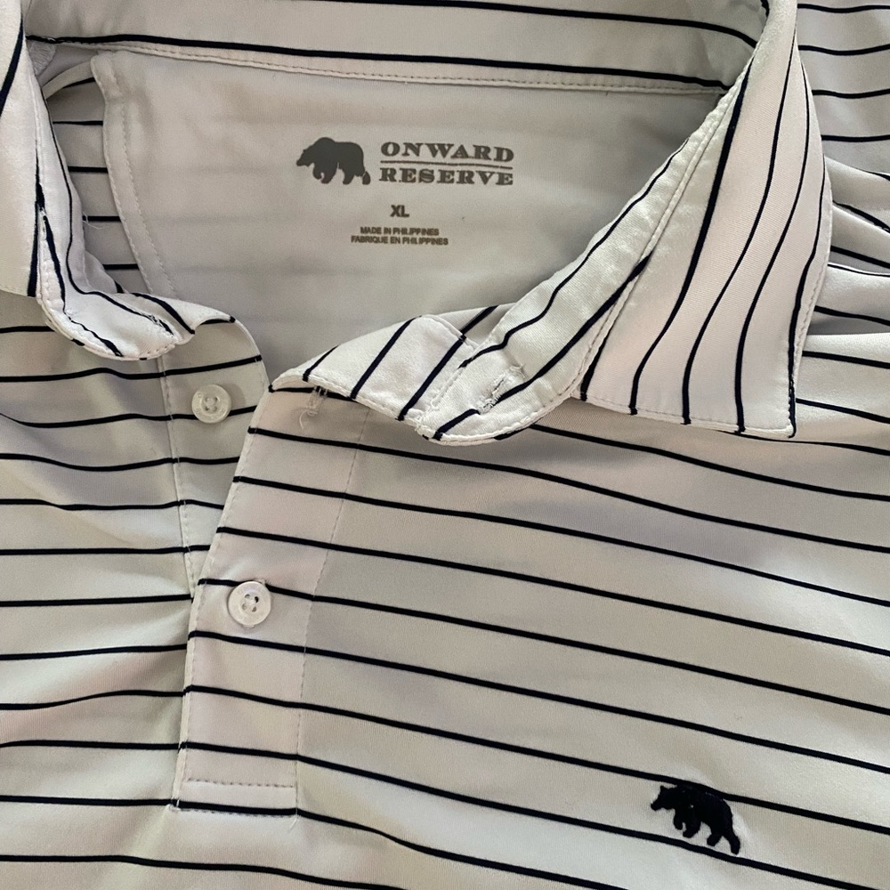 Onward Reserve Men's White Striped Polo Shirt
